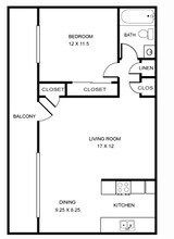 1 BED 1 BATH DOWNSTAIRS floor plan